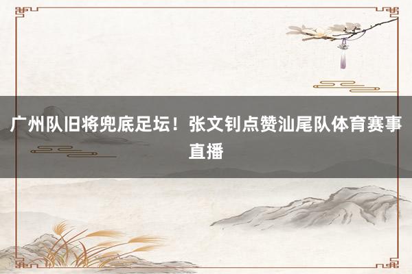 广州队旧将兜底足坛！张文钊点赞汕尾队体育赛事直播