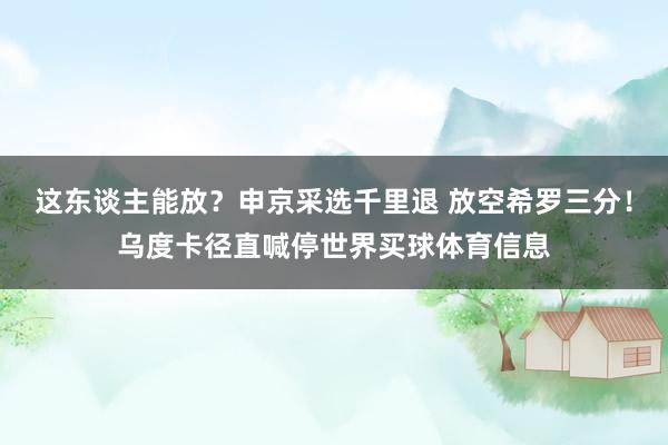 这东谈主能放？申京采选千里退 放空希罗三分！乌度卡径直喊停世界买球体育信息
