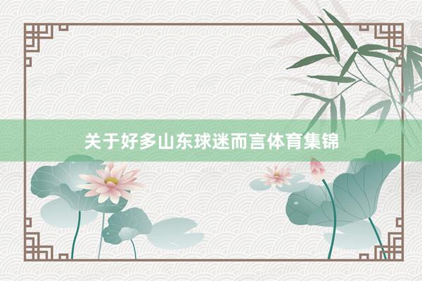 关于好多山东球迷而言体育集锦